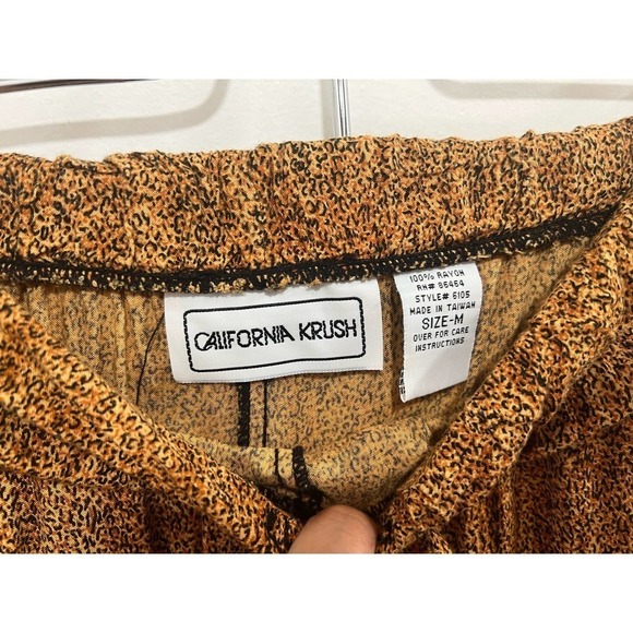 Vintage California Krush Boho Hippie 100% Rayon Pants M animal Print - Picture 5 of 8